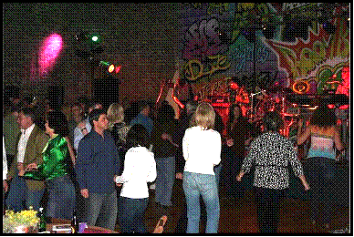 Dance - Gala - Band Lighting - Large painted backdrop on Gym wall Easton community center